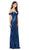 Dancing Queen - 2398 Sequined Fitted Draped Straps Prom Gown in Blue