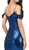Dancing Queen - 2398 Sequined Fitted Draped Straps Prom Gown in Blue
