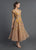 MNM Couture - 2401A Floral Embroidered Long Sleeve Tea Length Dress in Neutral and Orange