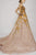 MNM Couture - 2401 Sheer Embroidered Floral A-line Dress in Orange and Neutral