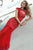 Alyce Paris - 2401 Lace Jewel Neck Trumpet Dress In Red