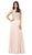 Dancing Queen - 2402 Bead Embellished Halter Evening Dress in Nude