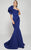 MNM Couture - 2402 Ruffled Asymmetrical Mermaid Dress in Blue
