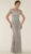 Rina Di Montella - RD2403 Lace Applique Illusion Bateau Sheath Gown in Silver and Neutral