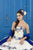 LA Glitter - 24042 Embroidered Sweetheart Ruffled Ballgown In White and Blue