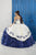 LA Glitter - 24042 Embroidered Sweetheart Ruffled Ballgown In White and Blue
