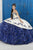 LA Glitter - 24042 Embroidered Sweetheart Ruffled Ballgown In White and Blue