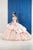 LA Glitter - 24044 Floral Lace Deep Offshoulder Glitter Tulle Ballgown In Pink