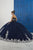 LA Glitter - 24045 Beaded Lace Sweetheart Glitter Tulle Ballgown In Blue