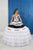 LA Glitter - 24050 Applique Plunging Off-Shoulder Tiered Ballgown In Black and White