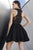 Shail K - 24083 High Halter Cutout Illusion Dress In Black