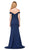 Dancing Queen - 2409 Beaded Lace Off The Shoulder Sheath Prom Dress In Blue