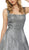 Nox Anabel - C240 Glimmering Square Neck Strappy Back A-Line Gown In Gray and Silver