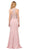 Dancing Queen - 2411 Bedazzled Illusion Halter Sheath Prom Dress In Pink