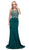 Dancing Queen - 2411 Bedazzled Illusion Halter Sheath Prom Dress In Green