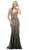 Dancing Queen - 2415 Sleeveless Metallic Sheath Prom Gown In Black And Gold