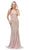 Dancing Queen - 2415 Sleeveless Metallic Sheath Prom Gown In Pink