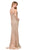 Dancing Queen - 2415 Sleeveless Metallic Sheath Prom Gown In Gold