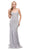 Dancing Queen - 2415 Sleeveless Metallic Sheath Prom Gown In Silver