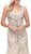 Dancing Queen - 2418 Beaded V-Neck Tulle Prom Dress in Nude