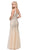 Dancing Queen - 2418 Beaded V-Neck Tulle Prom Dress in Nude