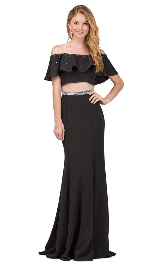 Dancing Queen - 2419 Embellished Two Piece Sheath Prom Dress in Black