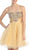 Eureka Fashion - 2420 Beaded Sweetheart Charmeuse/Mesh A-line Dress in Gold