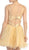 Eureka Fashion - 2420 Beaded Sweetheart Charmeuse/Mesh A-line Dress in Gold