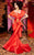 MNM Couture - 2421A Gilt Ornate Lustrous Kimono Mermaid Gown In Orange
