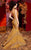 MNM COUTURE - 2425 Scale-like Asymmetric Mermaid Dress In Gold