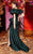 MNM Couture - 2429 Puffed Short Sleeve Surplice Mermaid Gown In Green