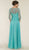 Rina di Montella - RD2431-1 Quarter Sleeve Beaded Illusion A-Line Gown In Green