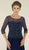 Rina di Montella - RD2431-1 Quarter Sleeve Beaded Illusion A-Line Gown In Blue