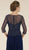 Rina di Montella - RD2431-1 Quarter Sleeve Beaded Illusion A-Line Gown In Blue