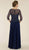 Rina di Montella - RD2431-1 Quarter Sleeve Beaded Illusion A-Line Gown In Blue