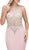 Dancing Queen - 2433 Sleeveless Jeweled Illusion Halter Sheath Prom Dress In Pink