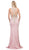 Dancing Queen - 2433 Sleeveless Jeweled Illusion Halter Sheath Prom Dress In Pink