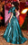 MNM Couture - 2436 Structured Asymmetrical Bow Ornate Ballgown In Blue and Green