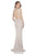 Terani Couture - Long Mermaid Dress with Sequined Stripes 1612GL0501 In Neutral