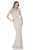 Terani Couture - Sleeveless V Neck Long Dress 1612GL0501B in Neutral