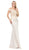 Dancing Queen - 2440 Adorned Illusion Off Shoulder Prom Gown in Neutral