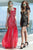 Alyce Paris - Trendy Queen Anne Lace Convertible Dress with Detachable Tulle Train 2442 In Red and Nude