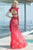 Alyce Paris - Trendy Queen Anne Lace Convertible Dress with Detachable Tulle Train 2442 In Red and Nude