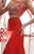Alyce Paris - Ornate Bateau Illusion Tulle Long Evening Gown with Flourish Beadwork and Chapel Train 2446 In Red