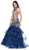 Dancing Queen - 2447 Gold Applique Halter Tiered Mermaid Prom Dress In Blue