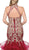 Dancing Queen - 2447 Gold Applique Halter Tiered Mermaid Prom Dress in Red