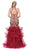 Dancing Queen - 2447 Gold Applique Halter Tiered Mermaid Prom Dress In Red