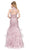 Dancing Queen - 2447 Gold Applique Halter Tiered Mermaid Prom Dress In Pink
