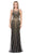 Dancing Queen - 2448 Metallic Bead Striped Prom Gown in Black