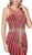 Dancing Queen - 2448 Metallic Bead Striped Prom Gown in Red